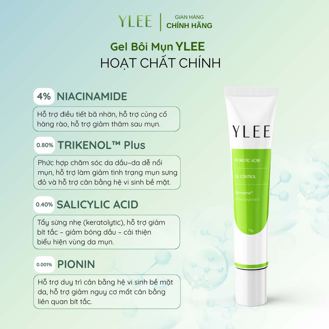 Gel bôi mụn Ylee hỗ trợ giảm mụn, mờ thâm