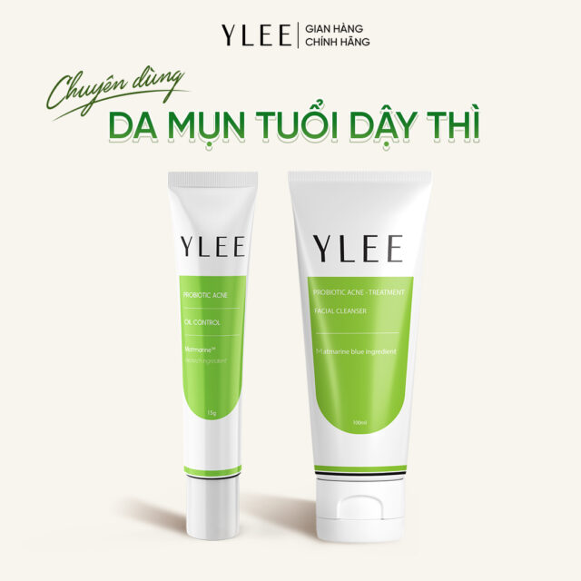 Combo Sữa rửa mặt & Gel bôi mụn Ylee giúp kiểm soát dầu, giảm mụn, ngừa thâm